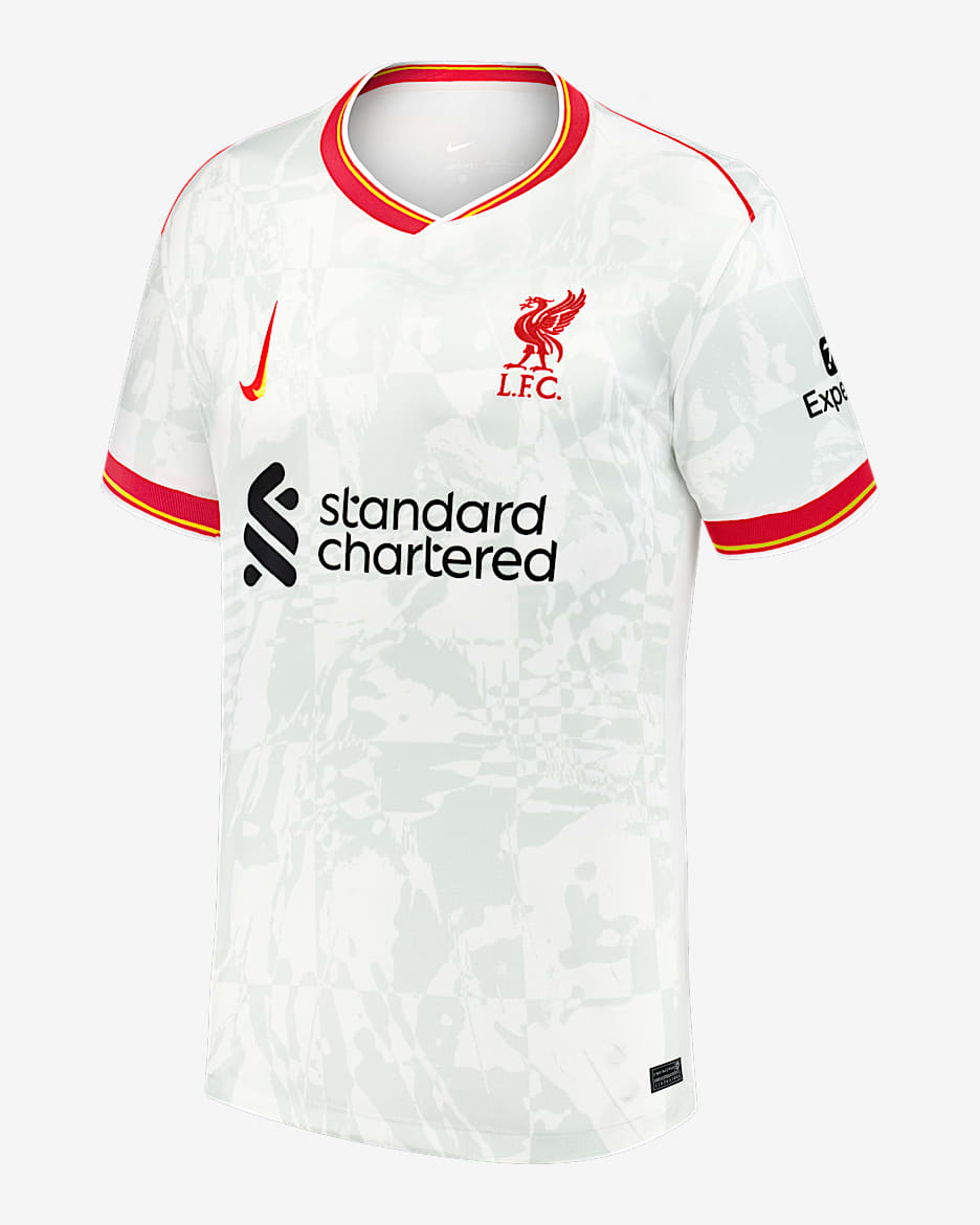 Virgil van Dijk Liverpool 2024/25 Stadium Third Bid Kids' Nike Dri-FIT Soccer Jersey - White