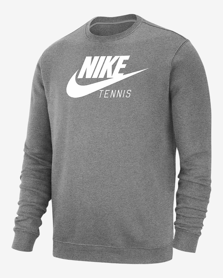 Nike Swoosh Club Fleece Men's Crew-Neck Sweatshirt - Dark Grey Heather