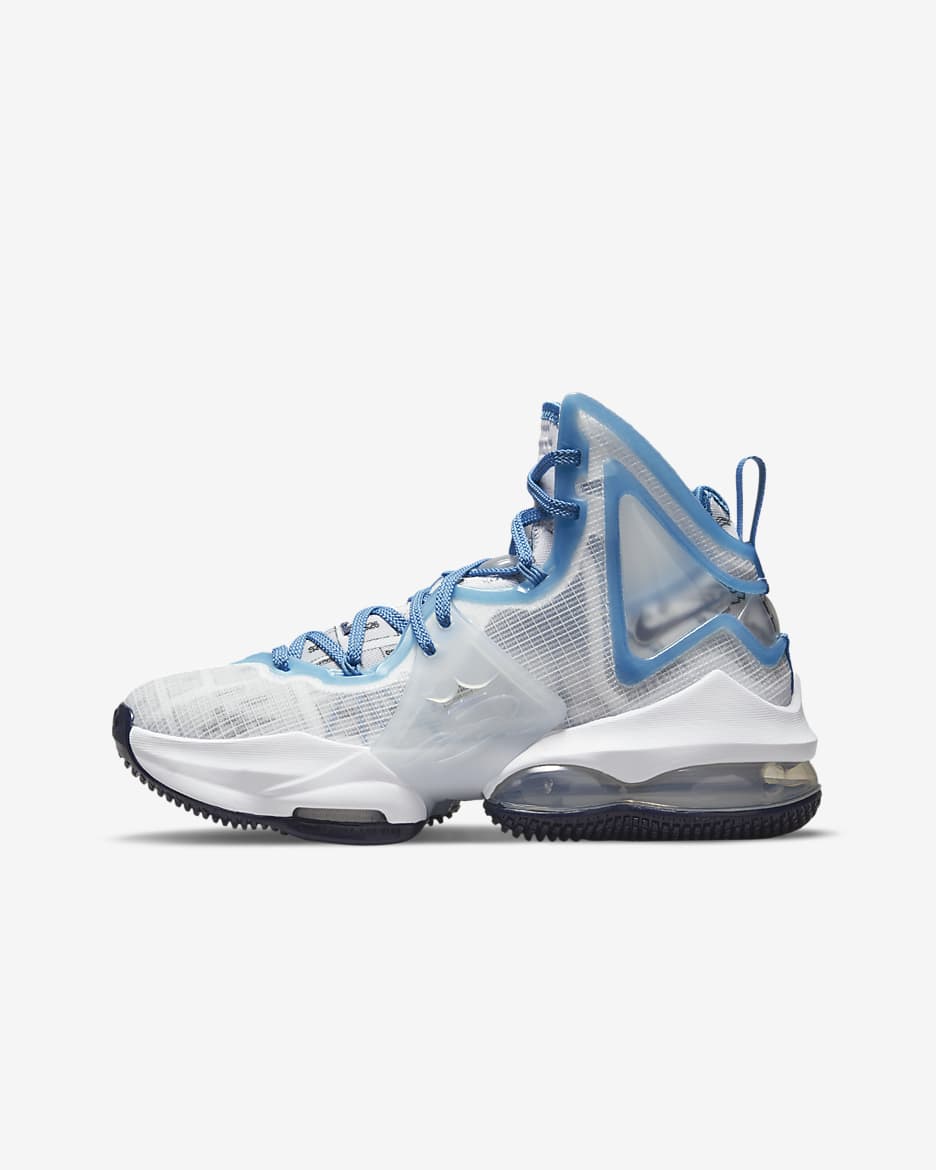 Calzado de básquetbol para niños talla grande LeBron 19 - Blanco/Azul vacío/Azul holandés