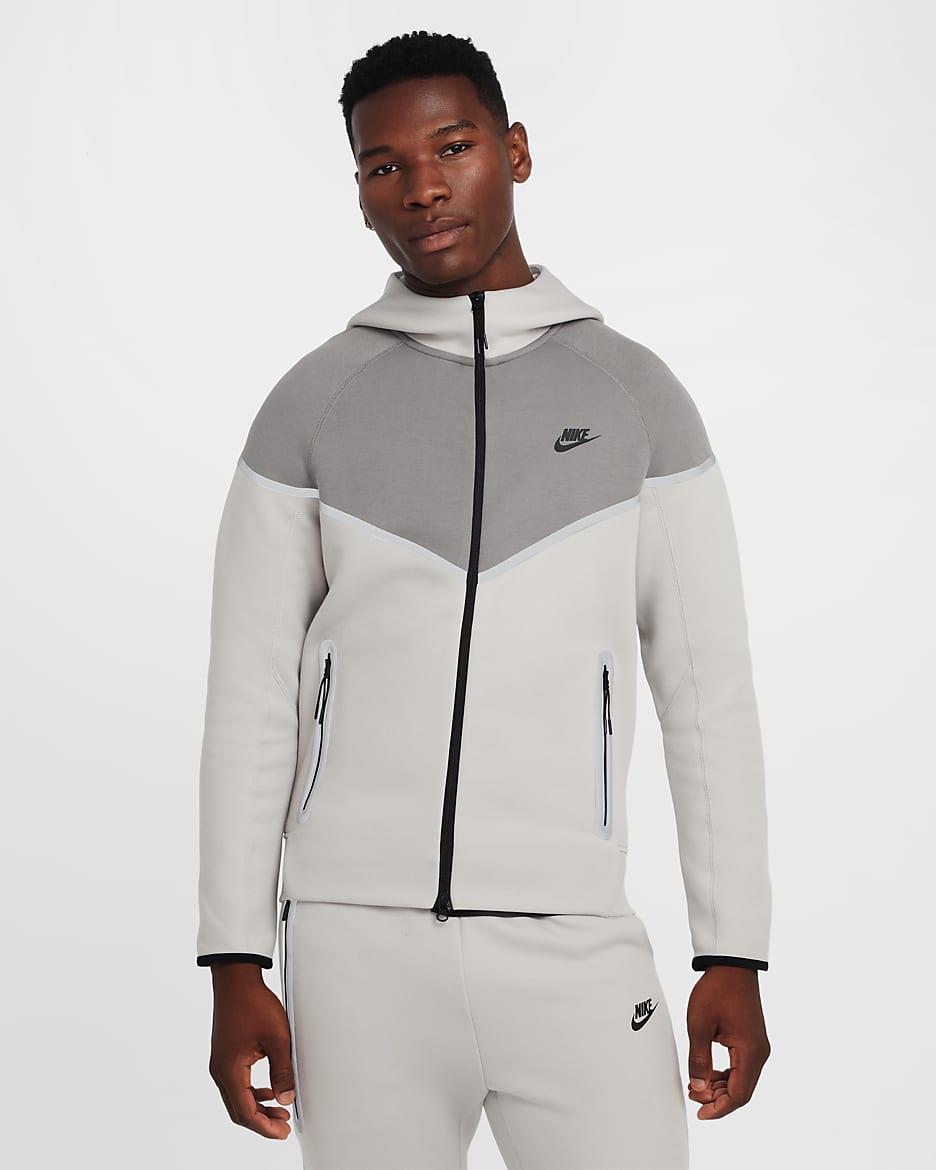Nike Tech Windrunner Men's Fleece Full-Zip Jacket - Light Iron Ore/Flat Pewter/Black