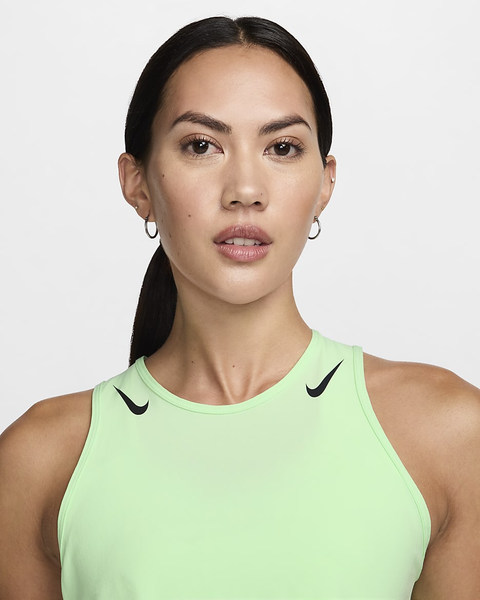 Nike AeroSwift Women's Dri-FIT ADV Cropped Running Tank Top - Vapour Green/Black