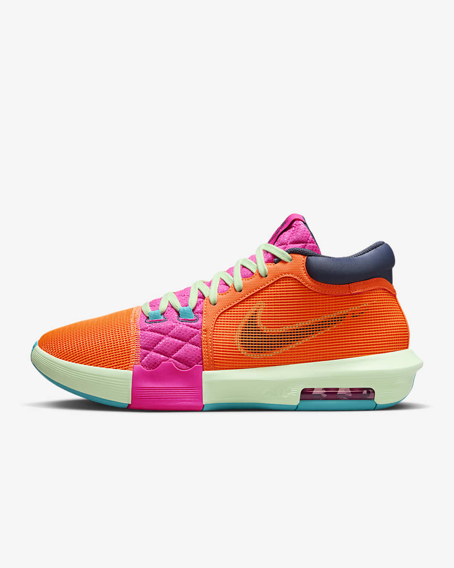 Chaussure de basket LeBron Witness 8 - Total Orange/Laser Fuchsia/Vapor Green/Thunder Blue