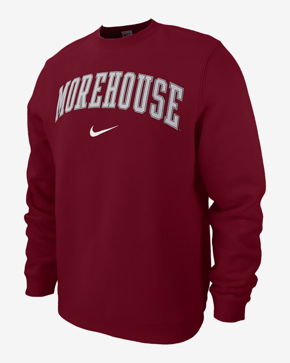 Morehouse Club Fleece Men's Nike College Crew-Neck Sweatshirt - Team Crimson