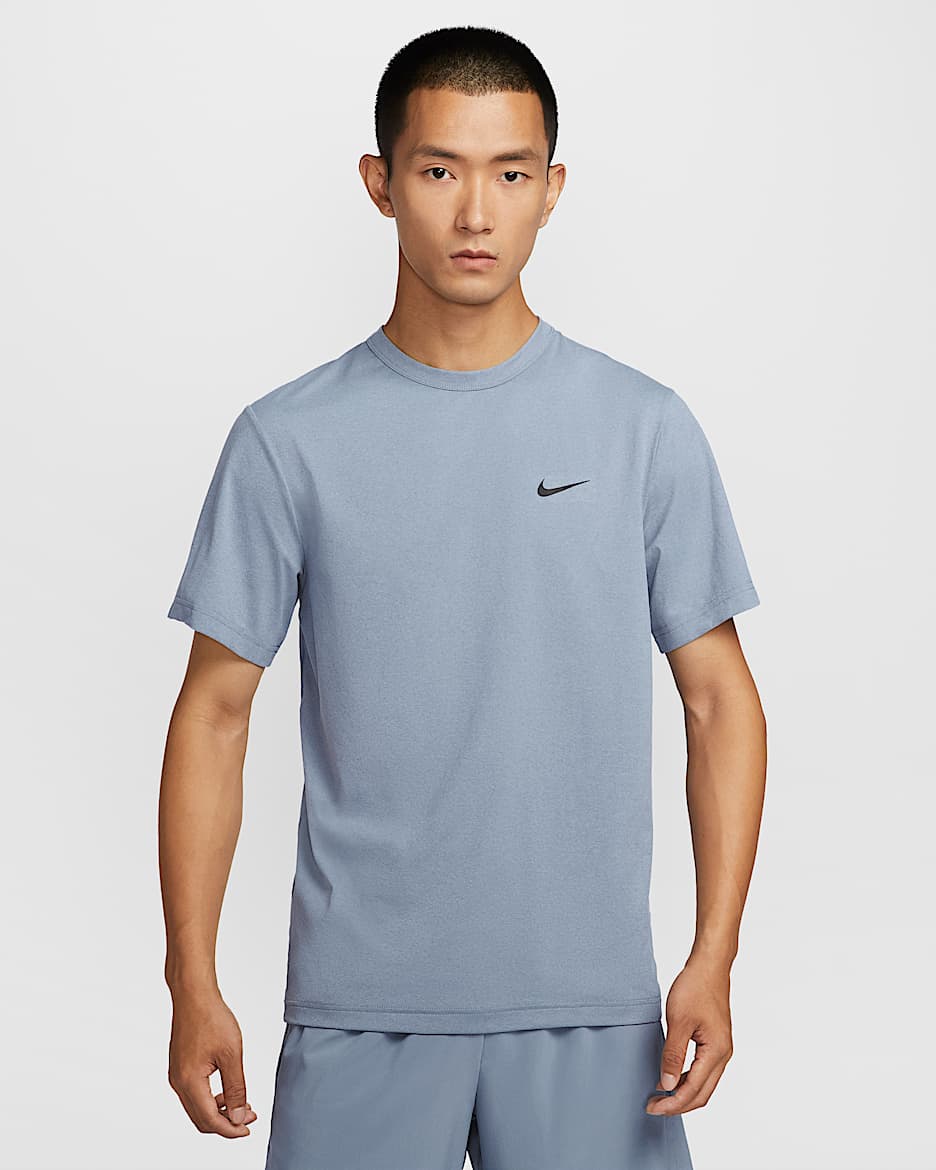 Nike Dri-FIT UV Hyverse Men's Short-Sleeve Fitness Top - Ashen Slate/Black