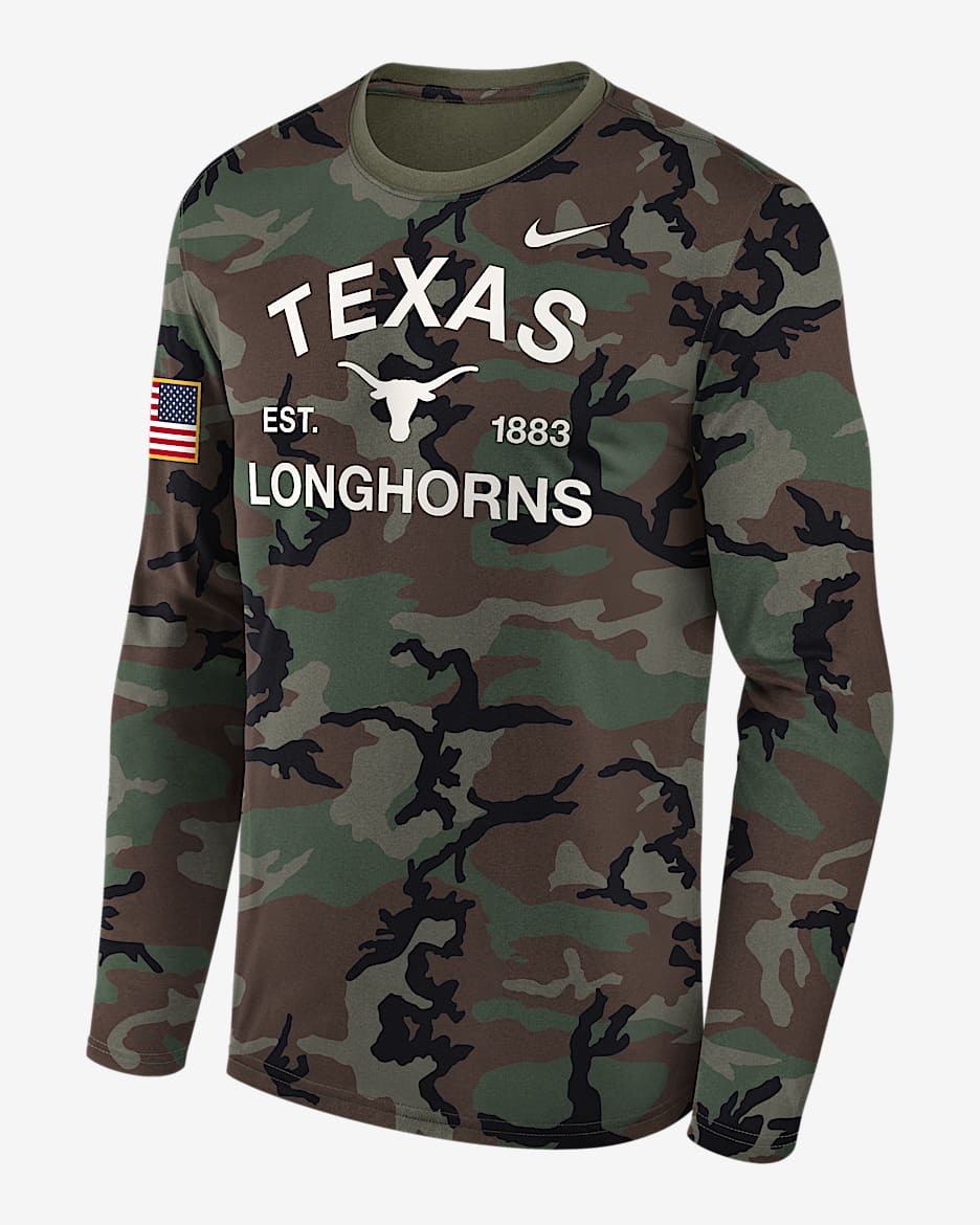 Texas 2025 Military Appreciation Legend Men's Nike Dri-FIT College Long-Sleeve T-Shirt - Olive