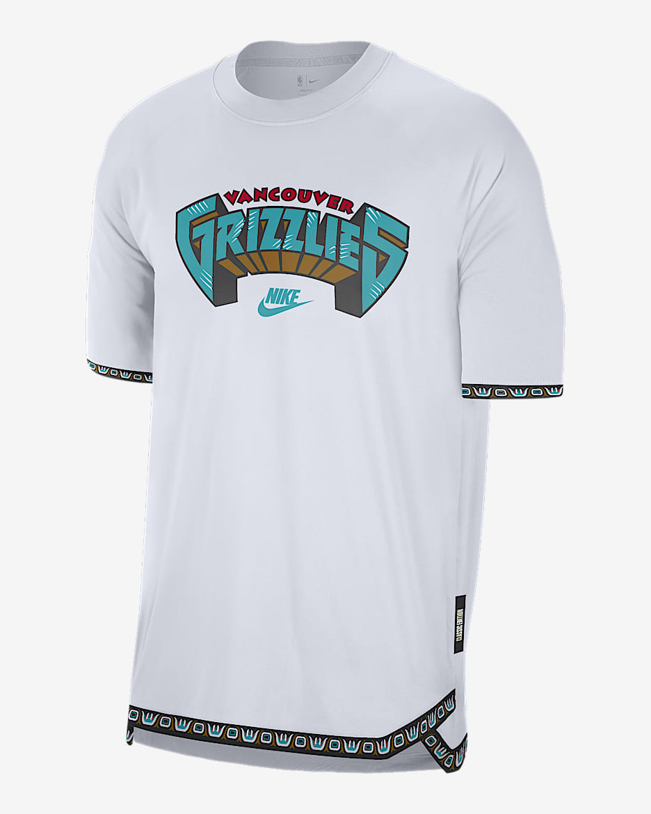 Memphis Grizzlies Hardwood Classics Men's Nike Dri-FIT NBA Short-Sleeve Pregame Top - White