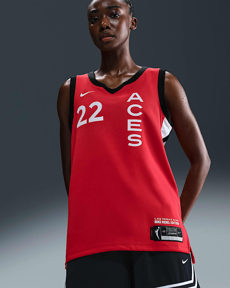 A'ja Wilson Las Vegas Aces 2024 Rebel Edition Nike Dri-FIT WNBA Victory Jersey - University Red