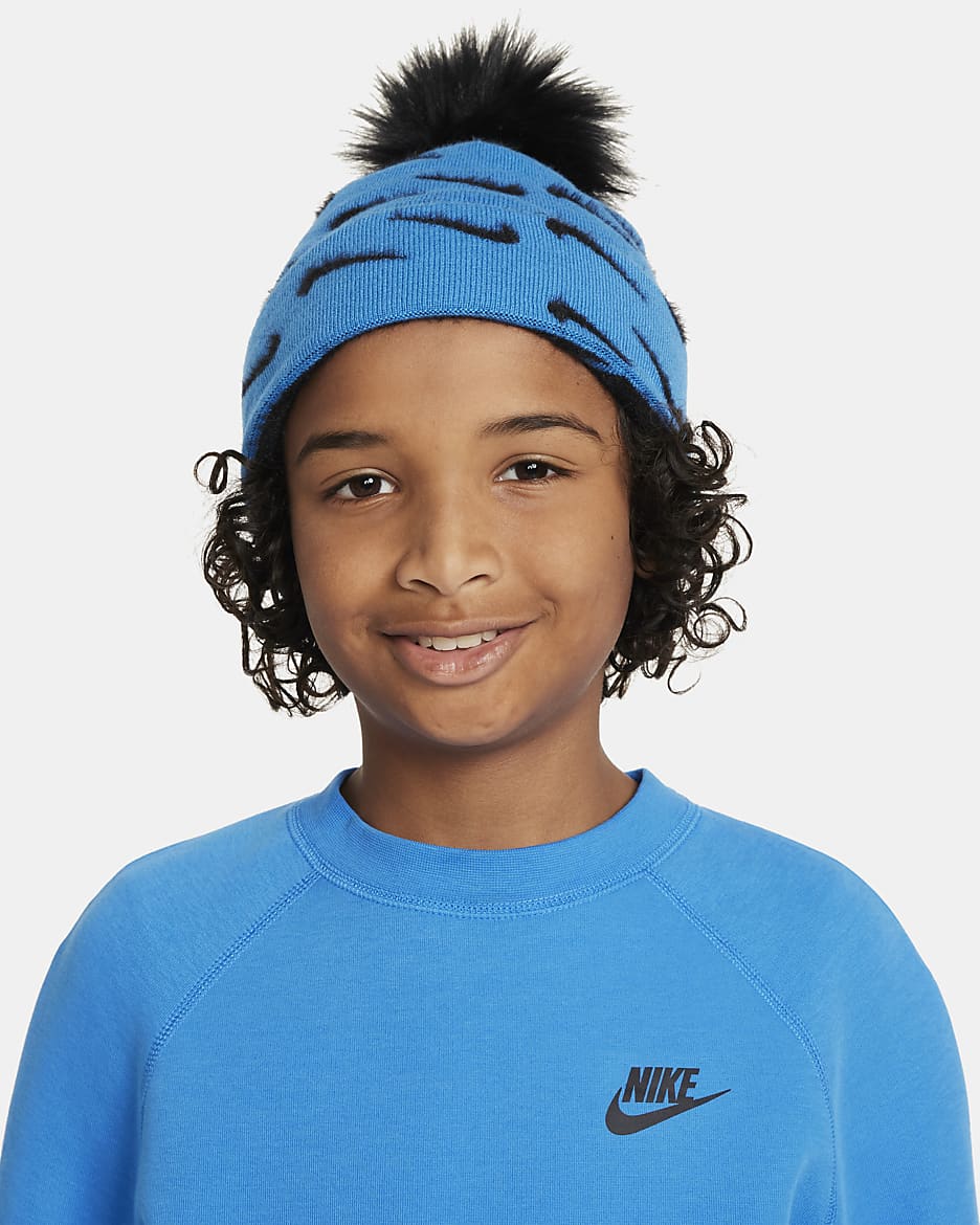 Nike Peak beanie met pompon voor kids - Photo Blue