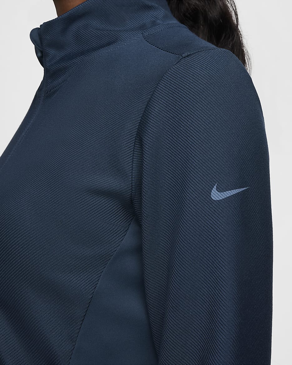 Nike One Rib Women's Dri-FIT Full-Zip Mid Layer - Armory Navy/White