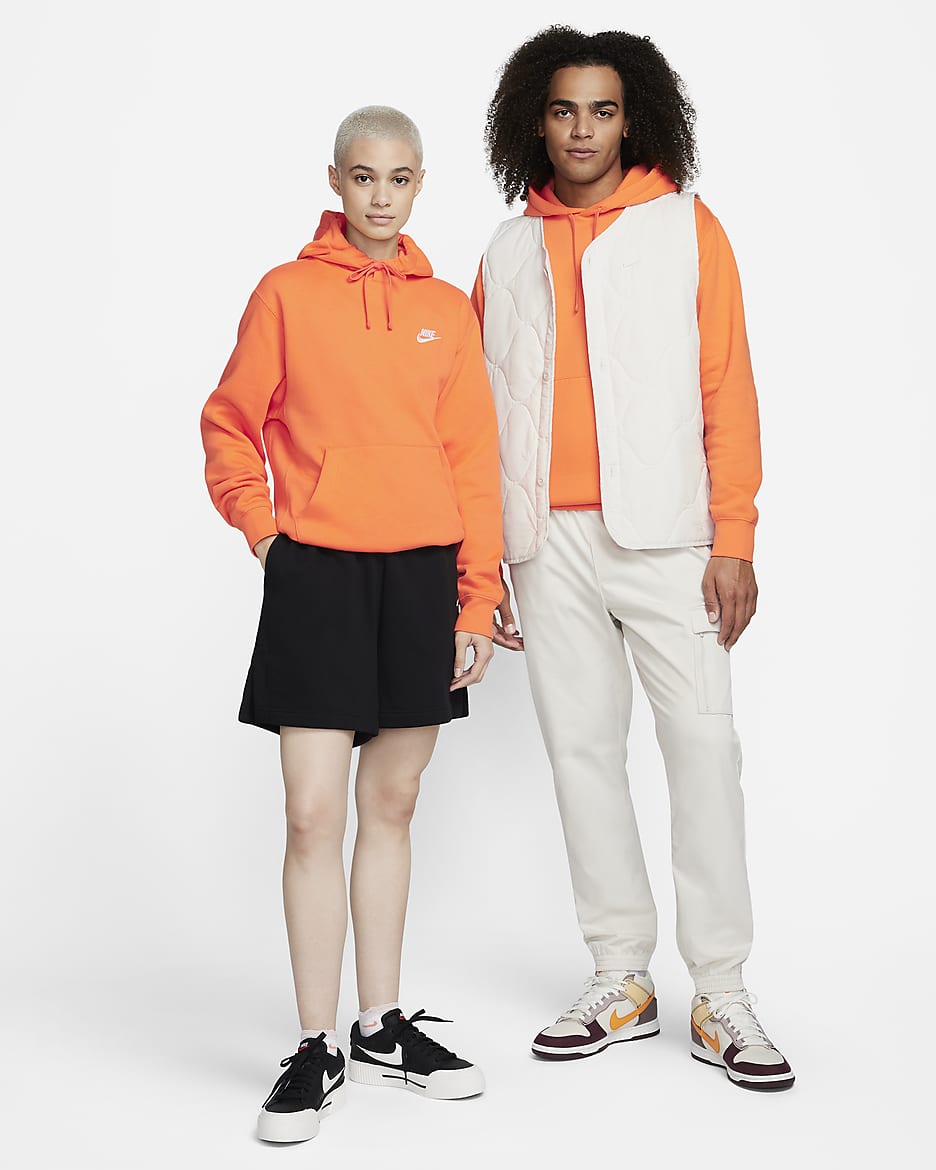 Nike Sportswear Club Fleece Pullover Hoodie - Bright Mandarin/Bright Mandarin/White