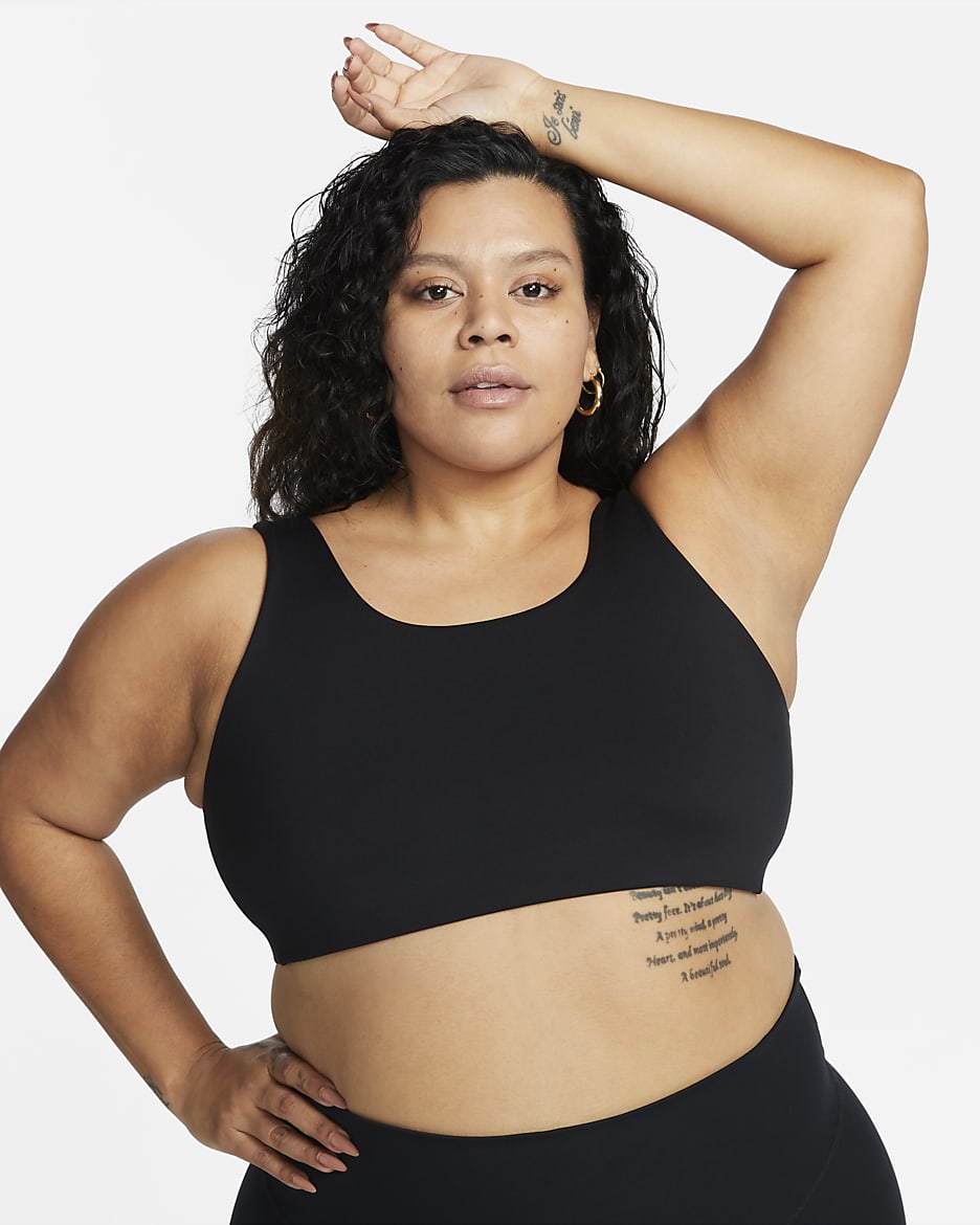 Nike Alate All U 女款輕度支撐型輕量內裡 U 領運動內衣 (加大尺寸) - 黑色