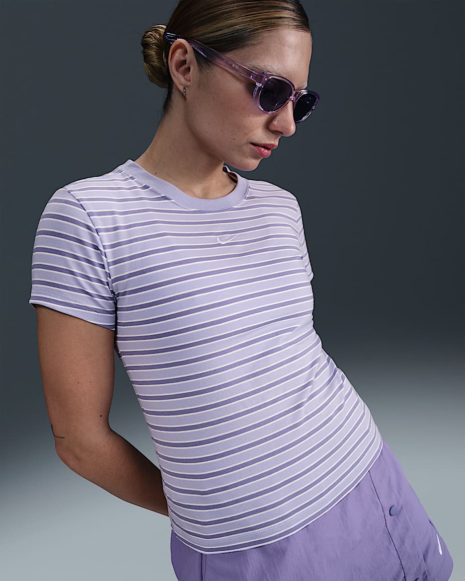Nike Sportswear Chill Knit Women's Slim Striped T-Shirt - Lilac Ice