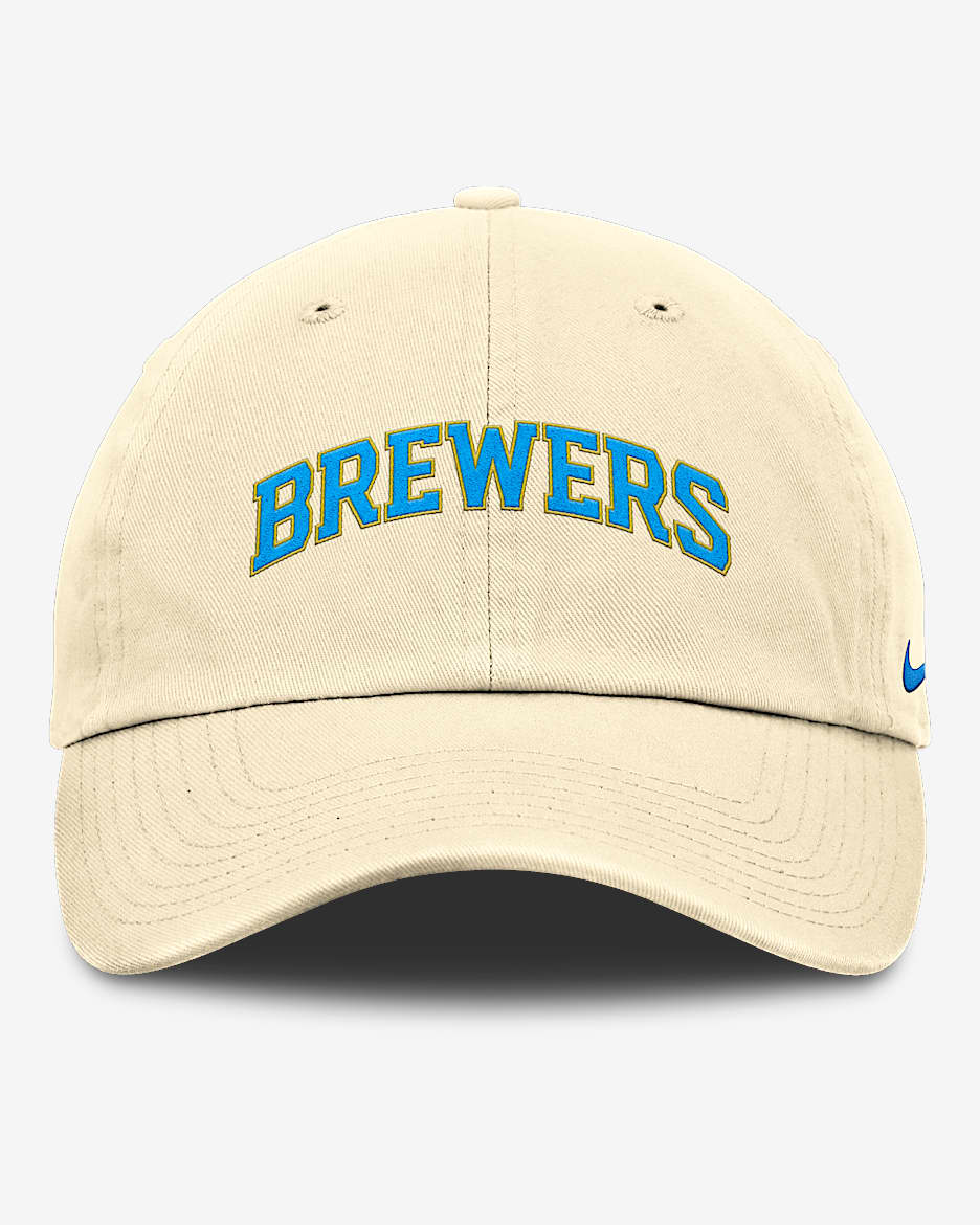 Milwaukee Brewers Club Men's Nike MLB Adjustable Hat - Coconut Milk