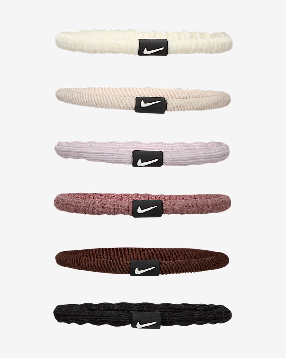 Λαστιχάκια μαλλιών Nike Flex (Συσκευασία έξι τεμαχίων) - Λευκό/Light Orewood Brown/Λευκό