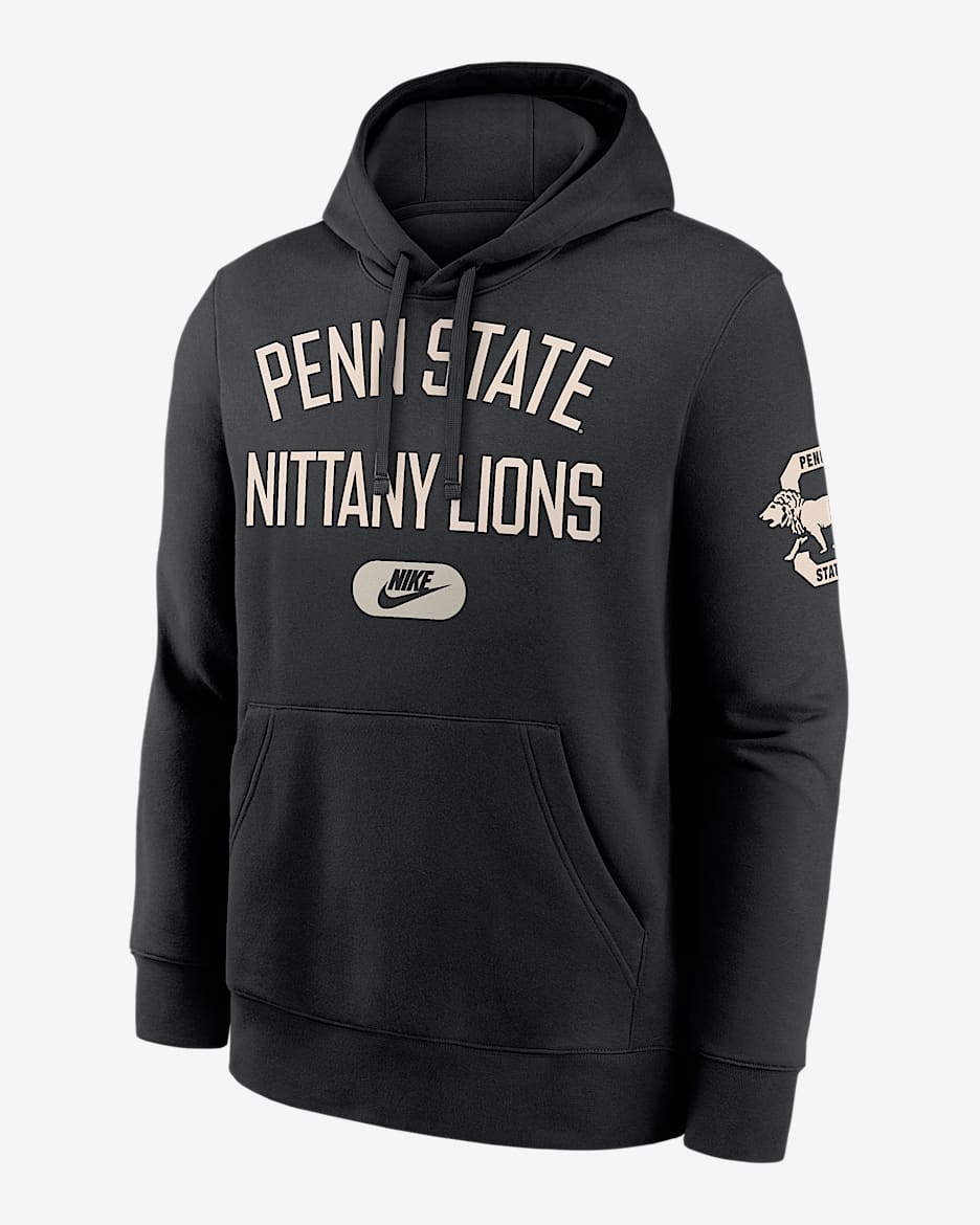 Penn State Club Men's Nike College Pullover Hoodie - Black