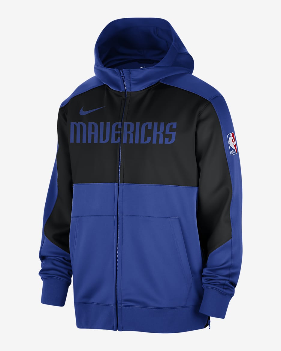 Dallas Mavericks Showtime Nike Dri-FIT NBA-Hoodie mit durchgehendem Reißverschluss (Herren) - Game Royal/Schwarz/Schwarz/Game Royal