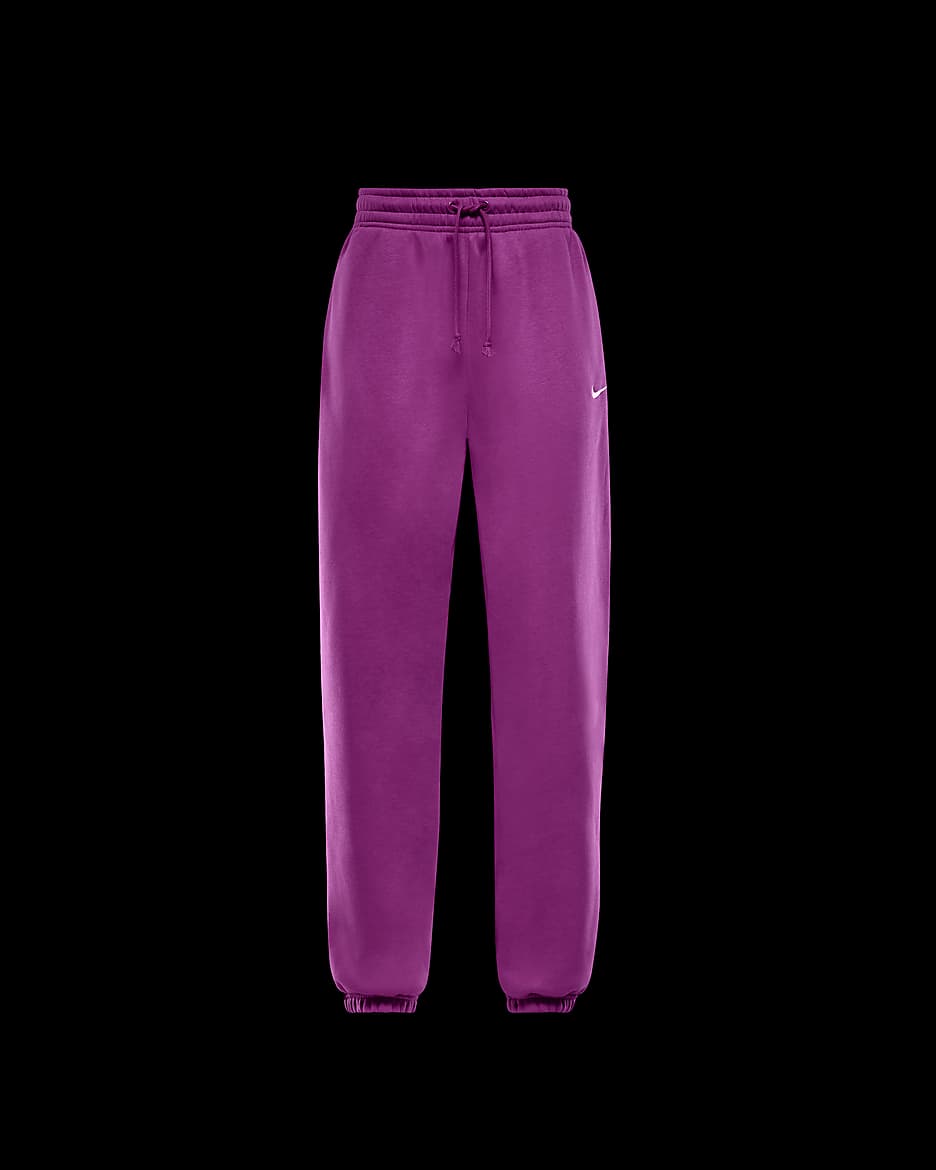 Nike Sportswear Phoenix Fleece Women's High-Waisted Oversized Tracksuit Bottoms - Hot Fuchsia/Sail