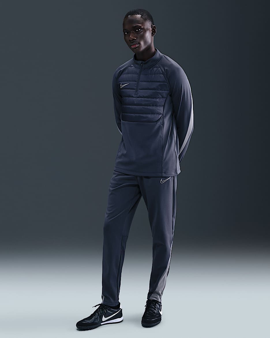Nike Academy Winter Warrior Therma-FIT-fodboldbukser til mænd - Thunder Blue/Cool Grey