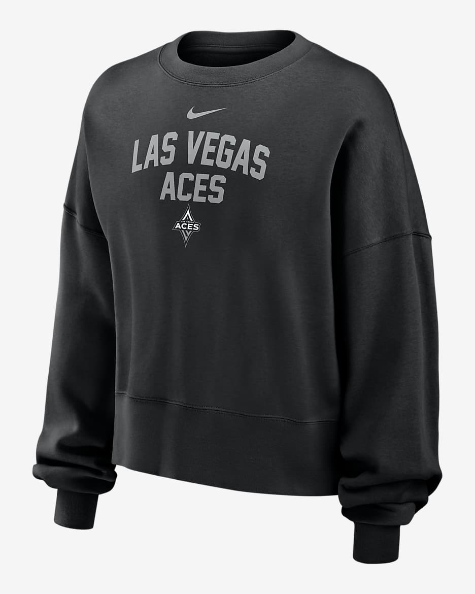 Sudadera de cuello redondo Nike de la WNBA para mujer Las Vegas Aces Phoenix Fleece - Negro