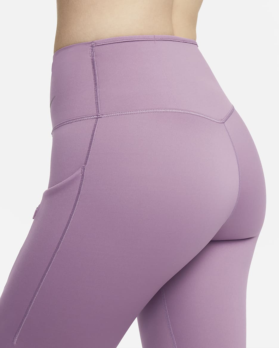 Nike Go erős tartást adó, közepes szabású, 7/8-os női leggings zsebekkel - Violet Dust/Fekete