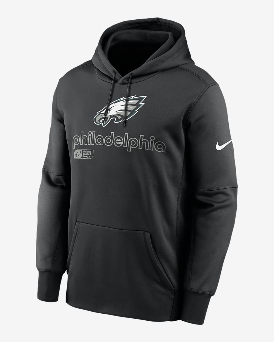 Sudadera con gorro sin cierre Nike Therma de la NFL para hombre Philadelphia Eagles - Negro