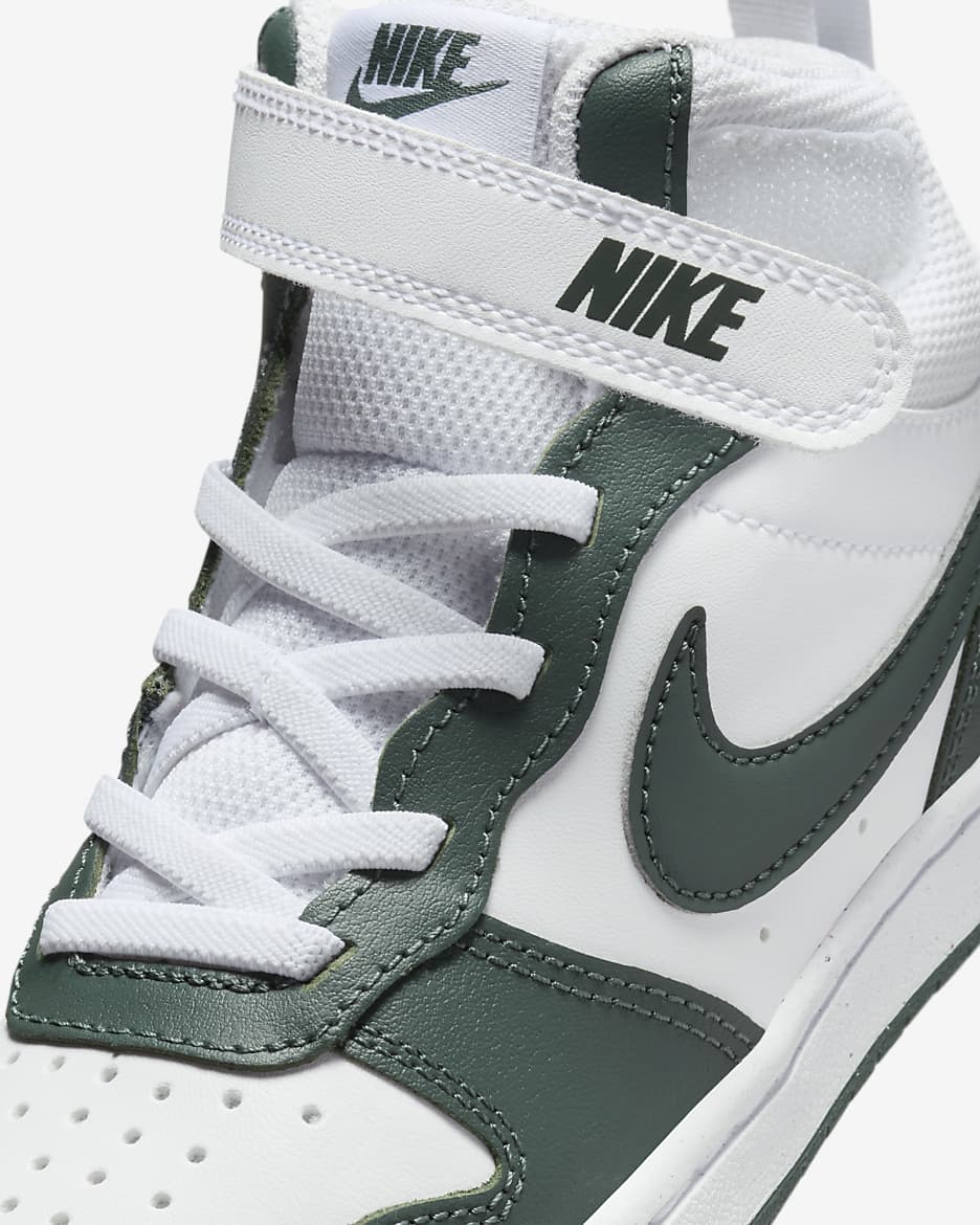 Tenis para niños de preescolar Nike Court Borough Mid 2 - Blanco/Verde vintage