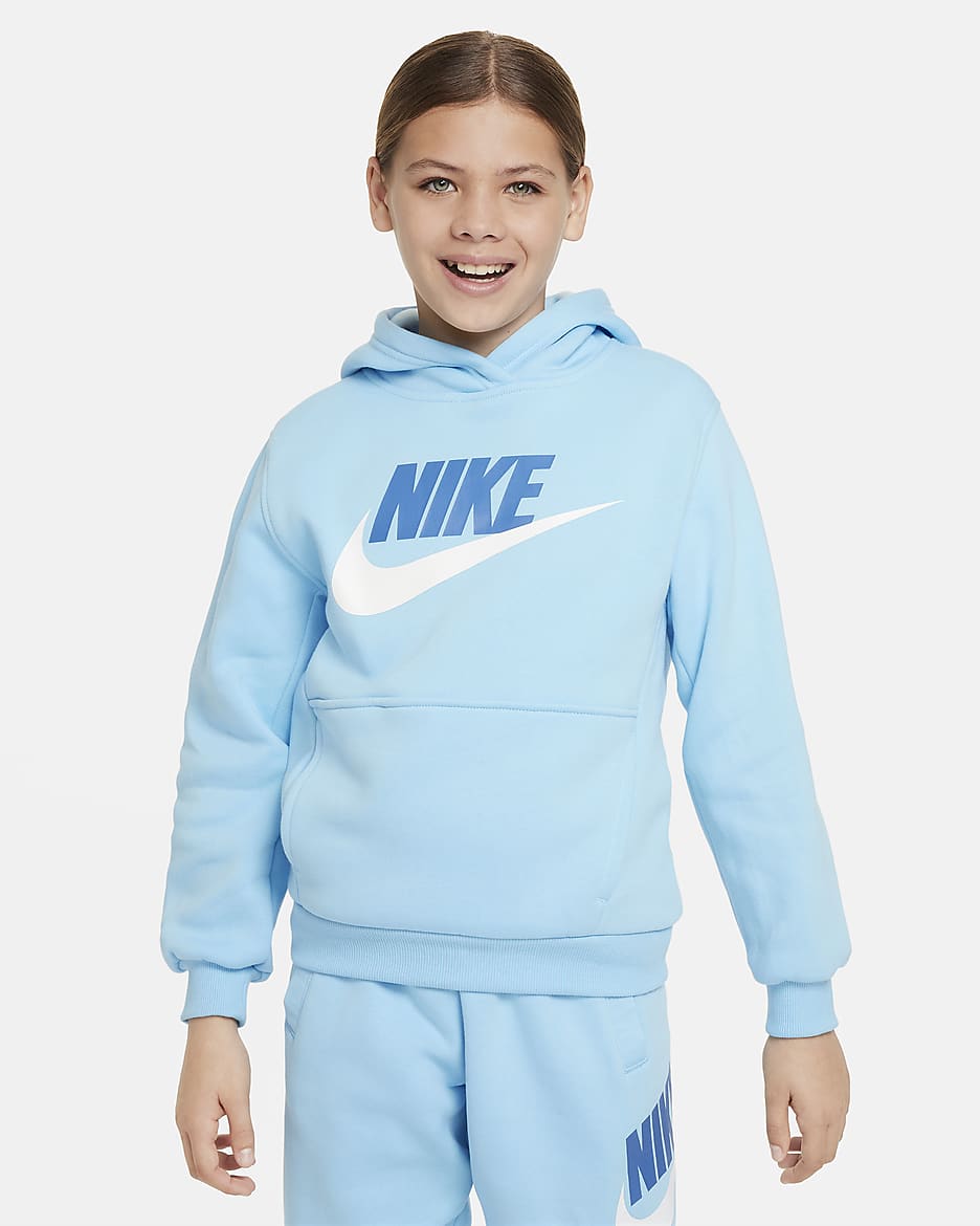 Sudadera con gorro para niños talla grande Nike Sportswear Club Fleece - Azul acuario/Blanco/Estrella azul