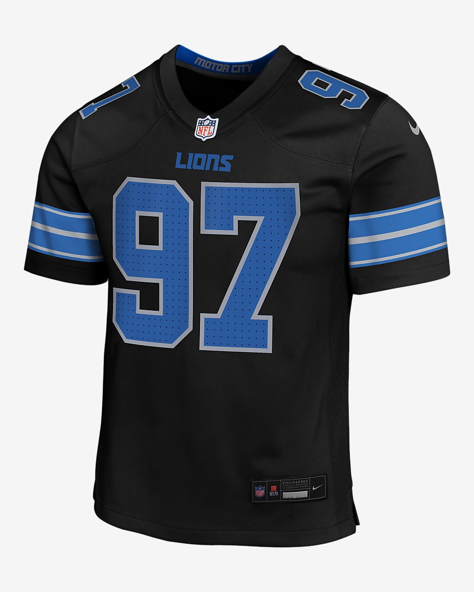 Jersey Nike de la NFL Game para niños talla grande Aidan Hutchinson Detroit Lions - Negro