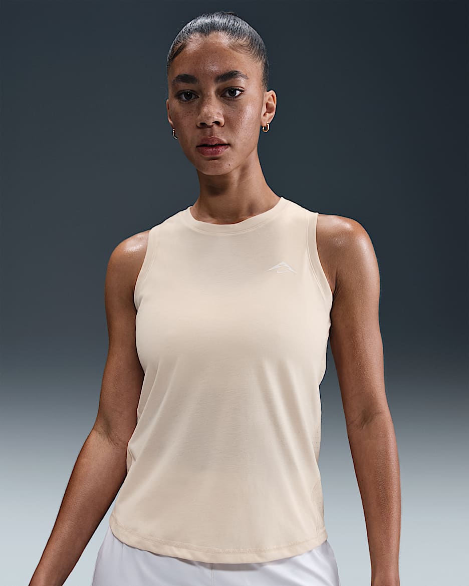 Camisola de running sem mangas Dri-FIT Nike Trail para mulher - Branco Pearl/Branco Summit
