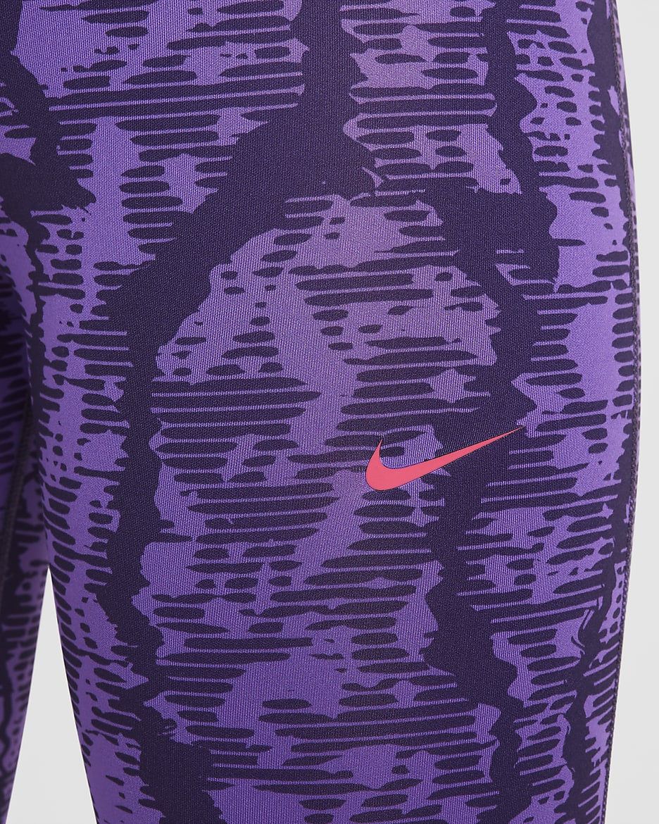 Dívčí legíny Dri-FIT Nike Pro se středně vysokým pasem - Dark Raisin/Black Raspberry/Aster Pink