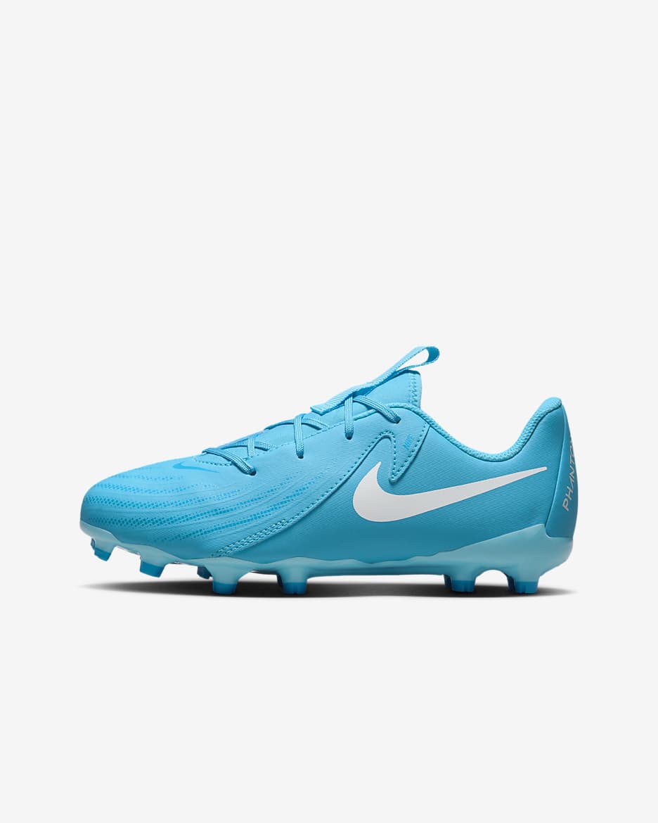 Chaussure de foot basse à crampons MG Nike Jr. Phantom GX 2 Academy pour enfant/ado - Blue Fury/Blanc