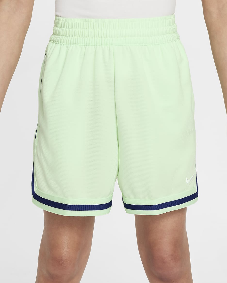 Shorts de básquetbol de 13 cm para niños talla grande Nike DNA - Verde vapor/Blanco