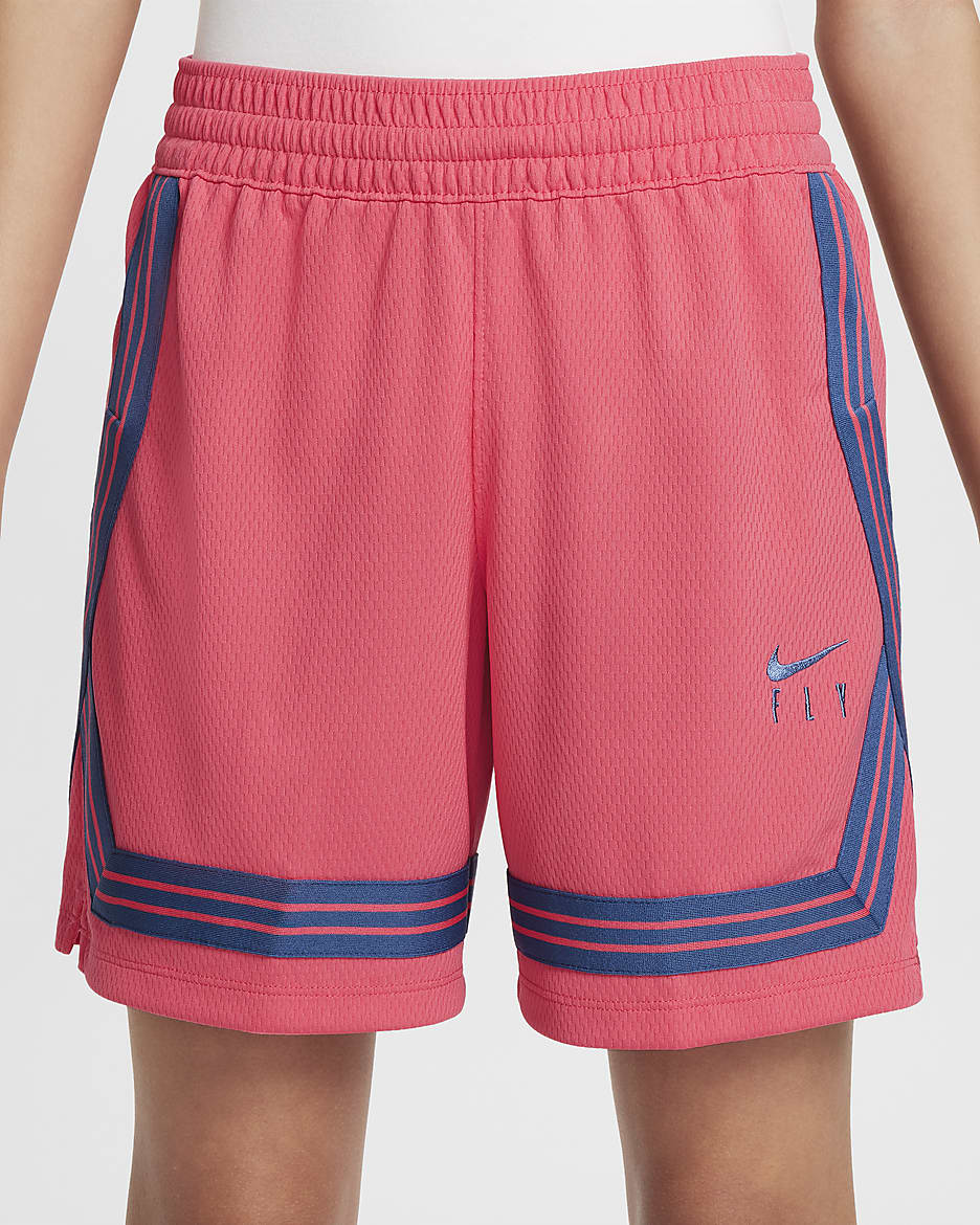 Shorts de básquetbol para niña talla grande Nike Fly Crossover - Rosa margarita/Azul marino místico