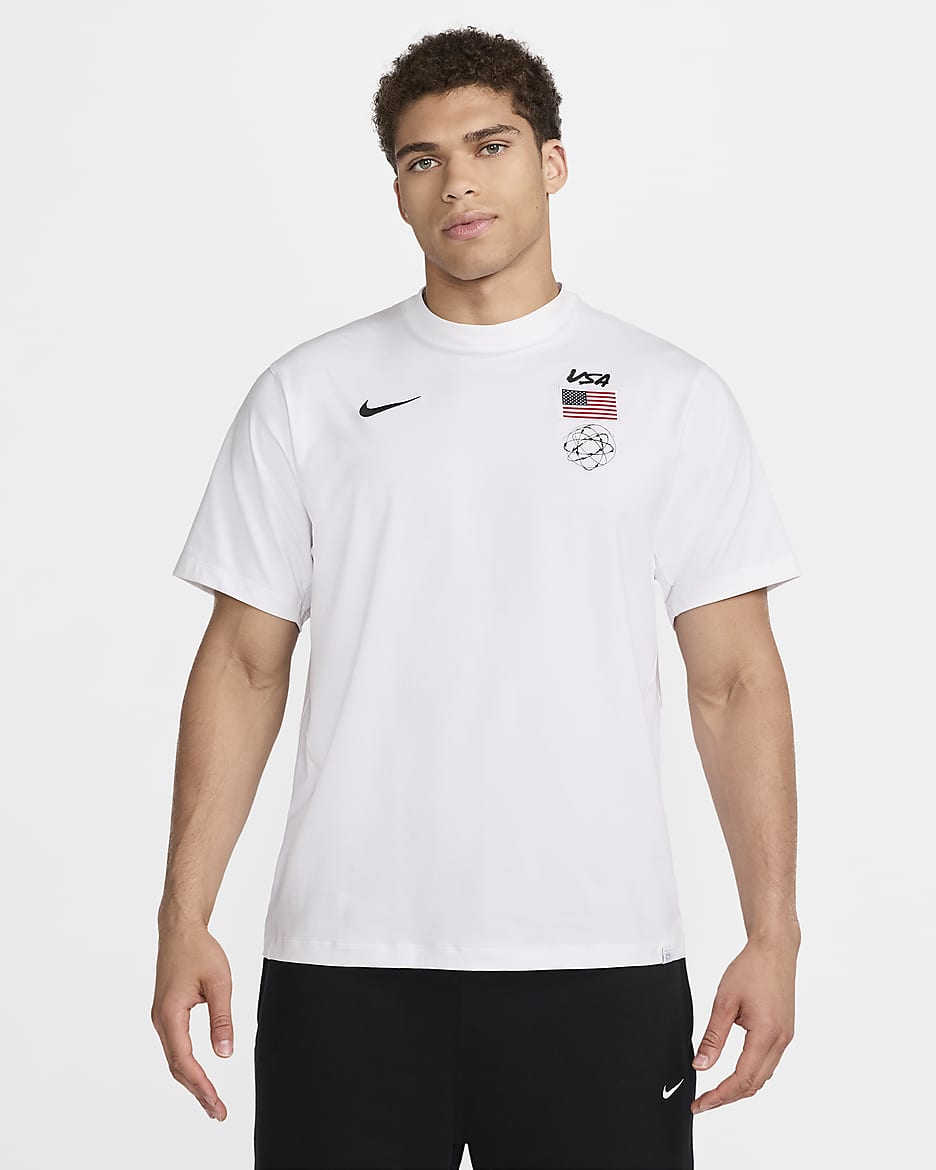 Camisola de manga curta Nike Dri-FIT ADV Breaking EUA para homem - Branco/Preto