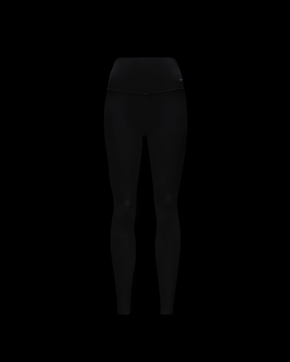 Nike Zenvy Rib Women's Gentle-Support High-Waisted 7/8 Leggings - Black/Black