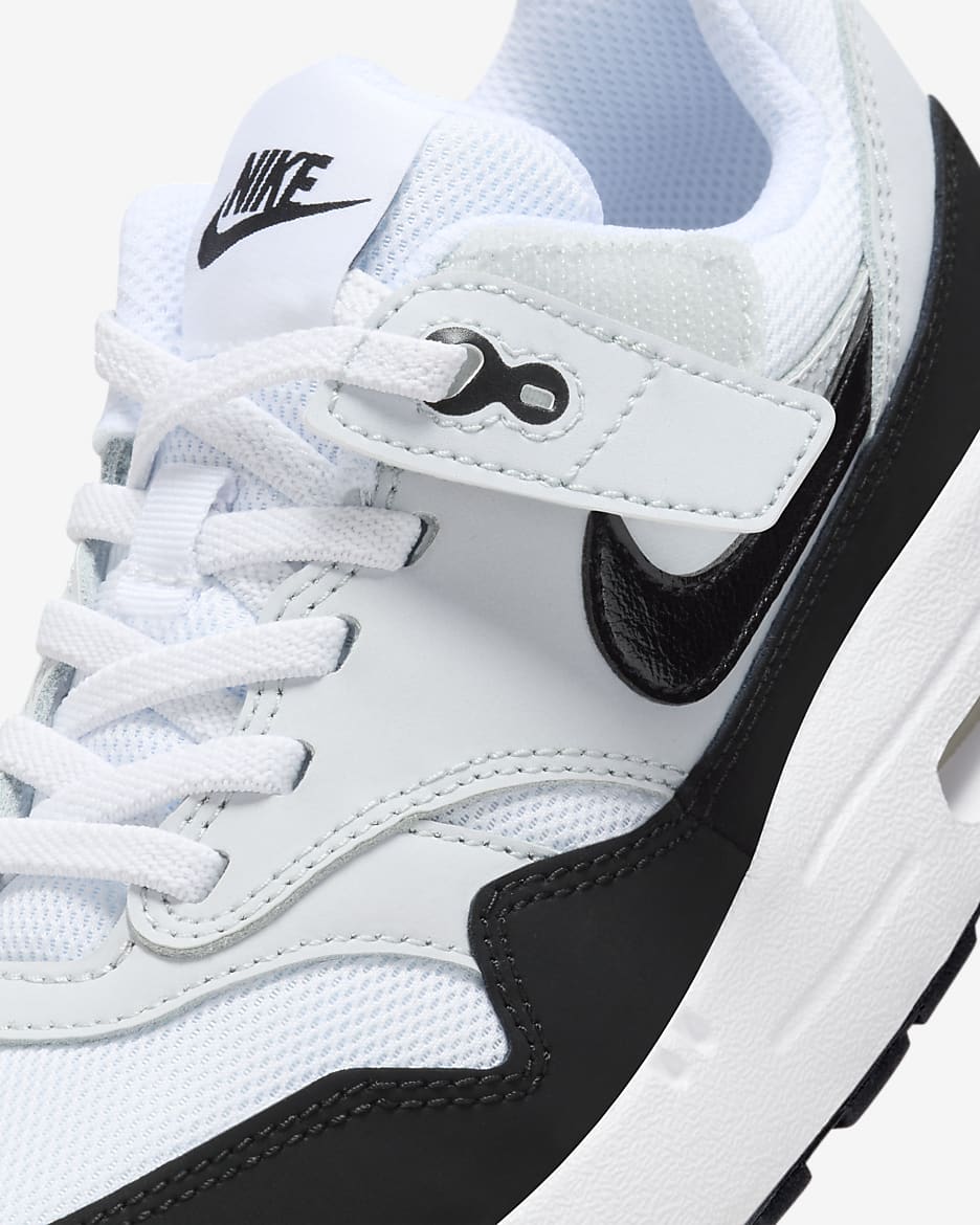 Nike Air Max 1 EasyOn Little Kids' Shoes - White/Pure Platinum/Black