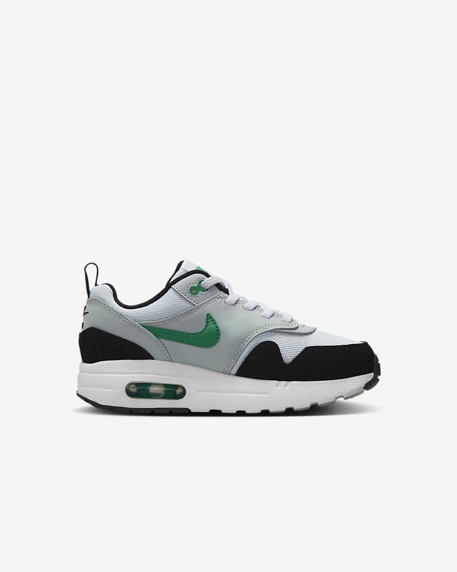 Nike Air Max 1 EasyOn Younger Kids' Shoes - White/Pure Platinum/Black/Stadium Green