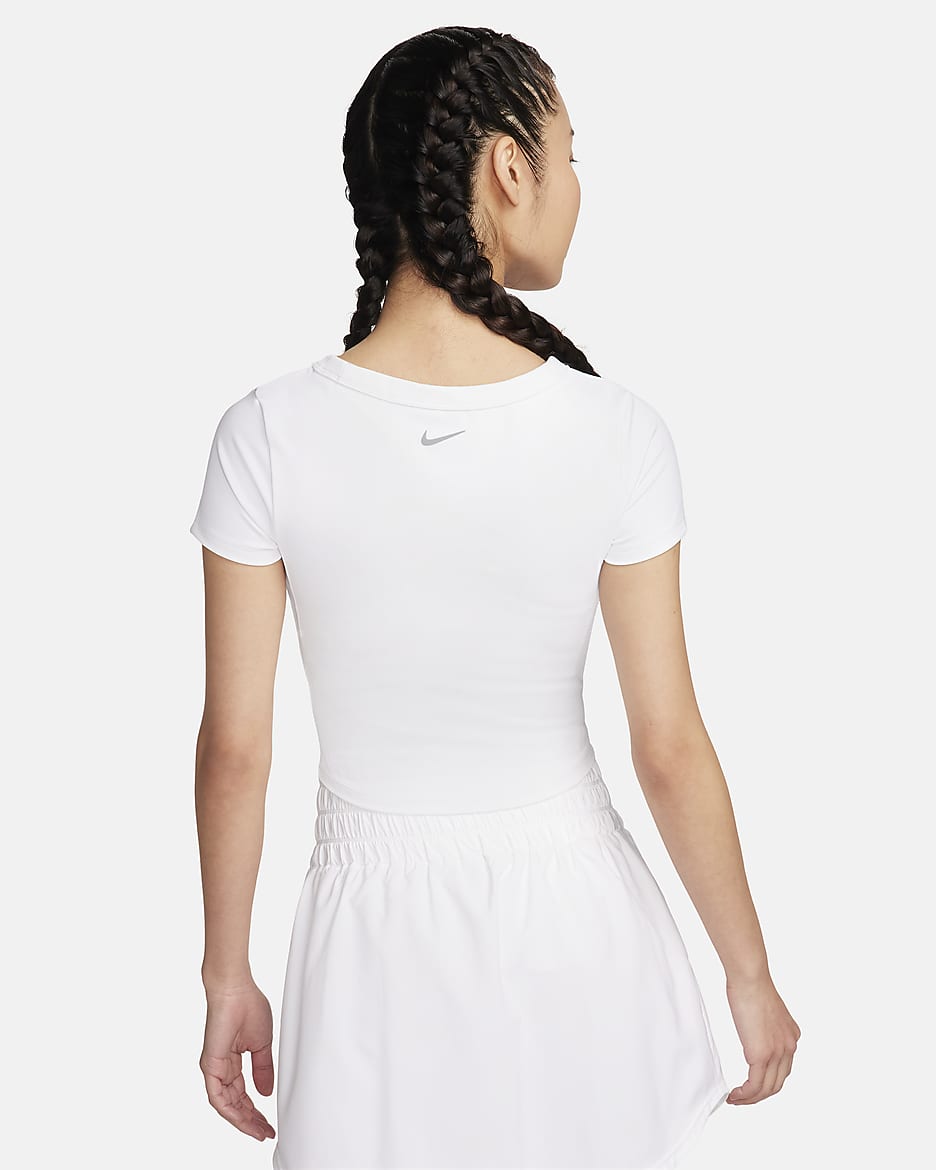 Nike One Fitted Women's Dri-FIT Short-Sleeve Cropped Top - White/Black