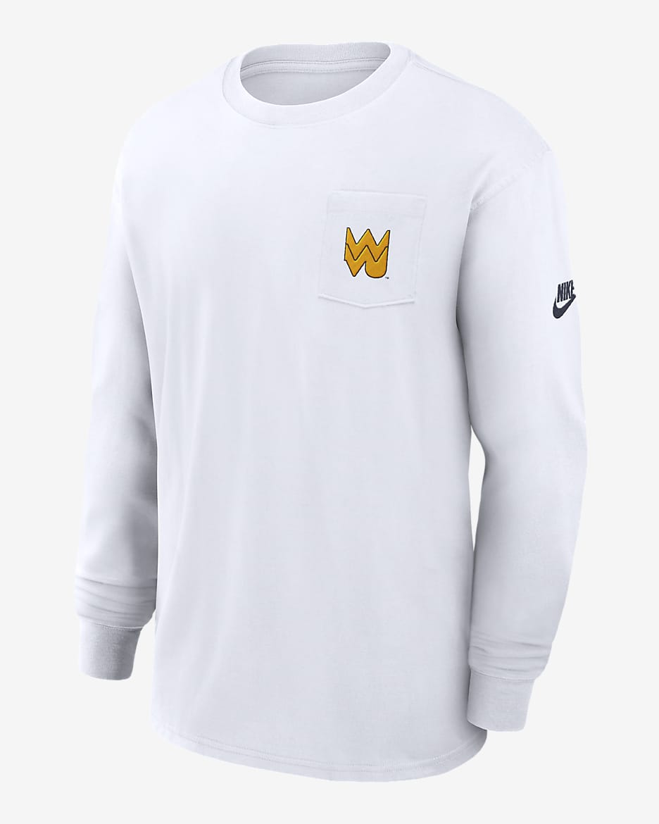 West Virginia Mountaineers Legacy Max90 Pocket Men's Nike College Long-Sleeve T-Shirt - White