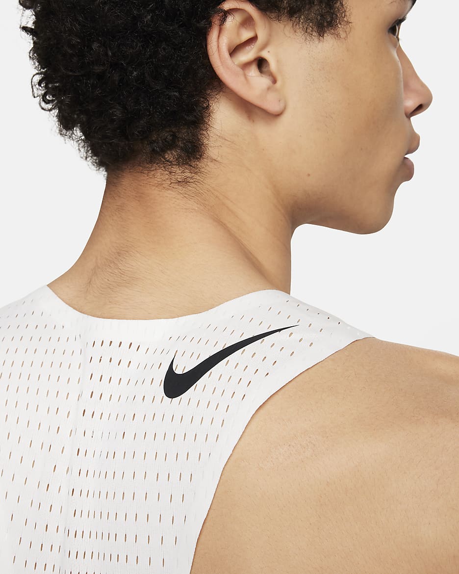 Męska koszulka bez rękawów do biegania Dri-FIT ADV Nike AeroSwift - Summit White/Czerń