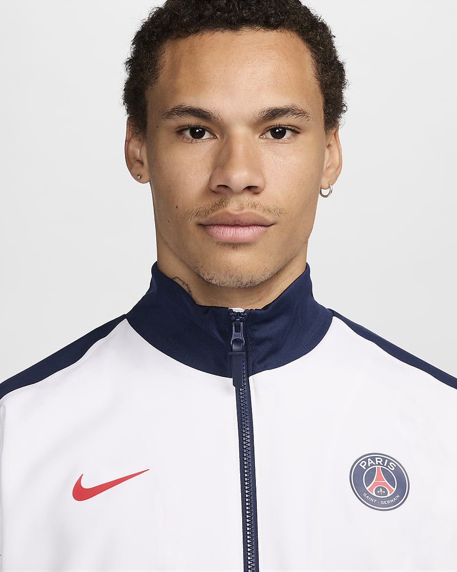 Paris Saint-Germain Strike Men's Nike Dri-FIT Football Jacket - White/Midnight Navy/University Red/University Red