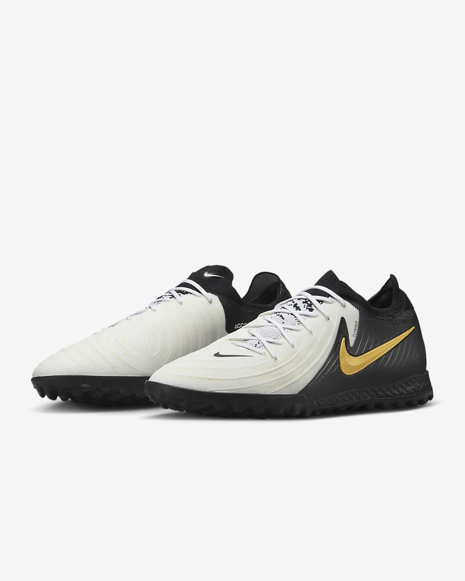 Nike Phantom GX 2 Pro TF Low-Top Soccer Shoes - White/Metallic Gold Coin/Black