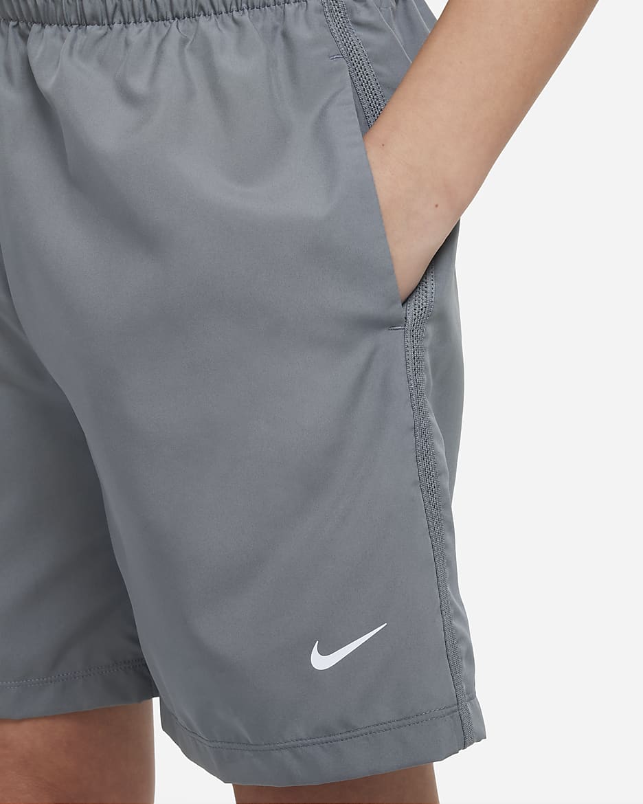 Nike Multi Big Kids' (Boys') Dri-FIT Training Shorts - Smoke Grey/White
