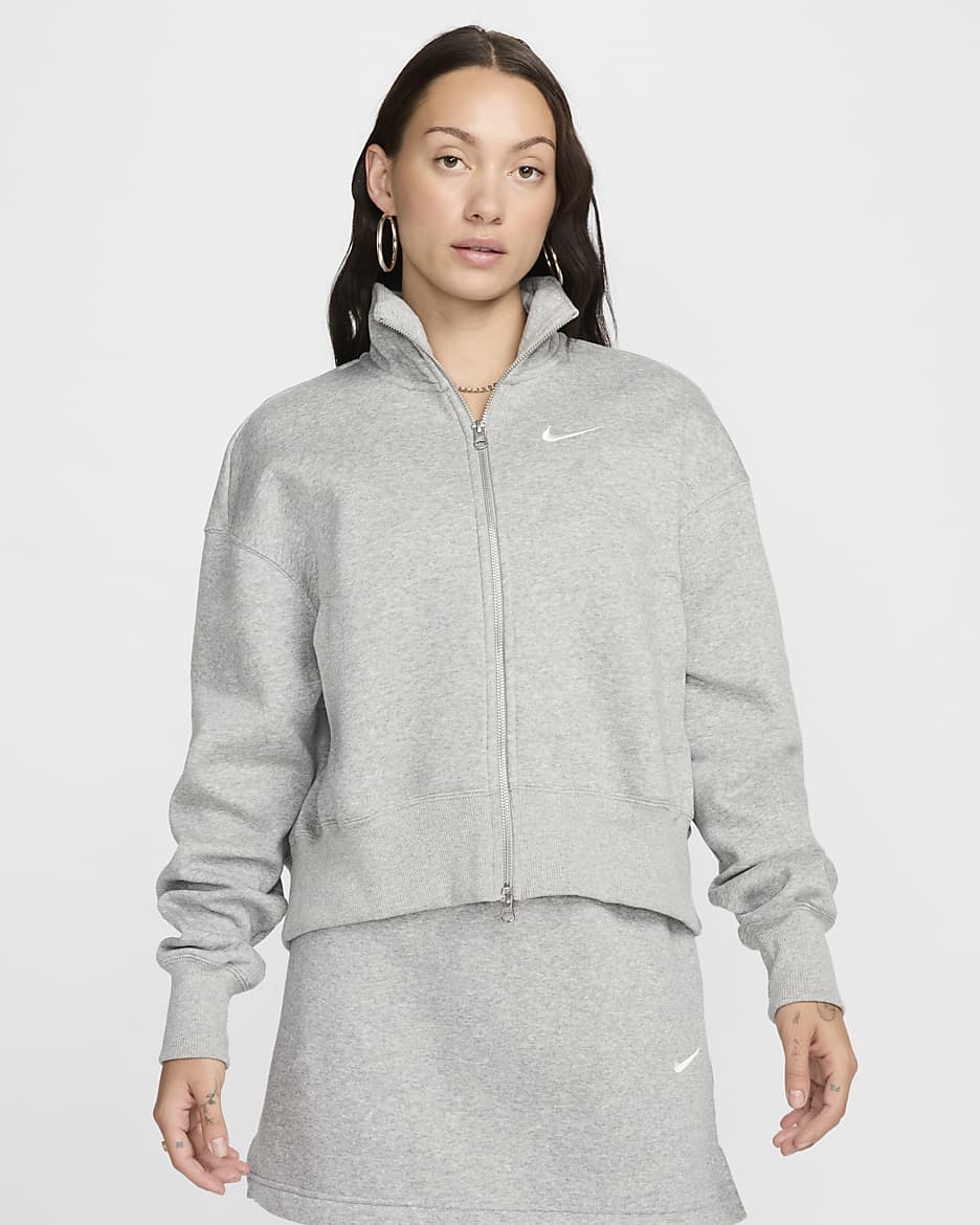 Nike Sportswear Phoenix Fleece Women's Oversized Track Jacket - Dark Grey Heather/Sail