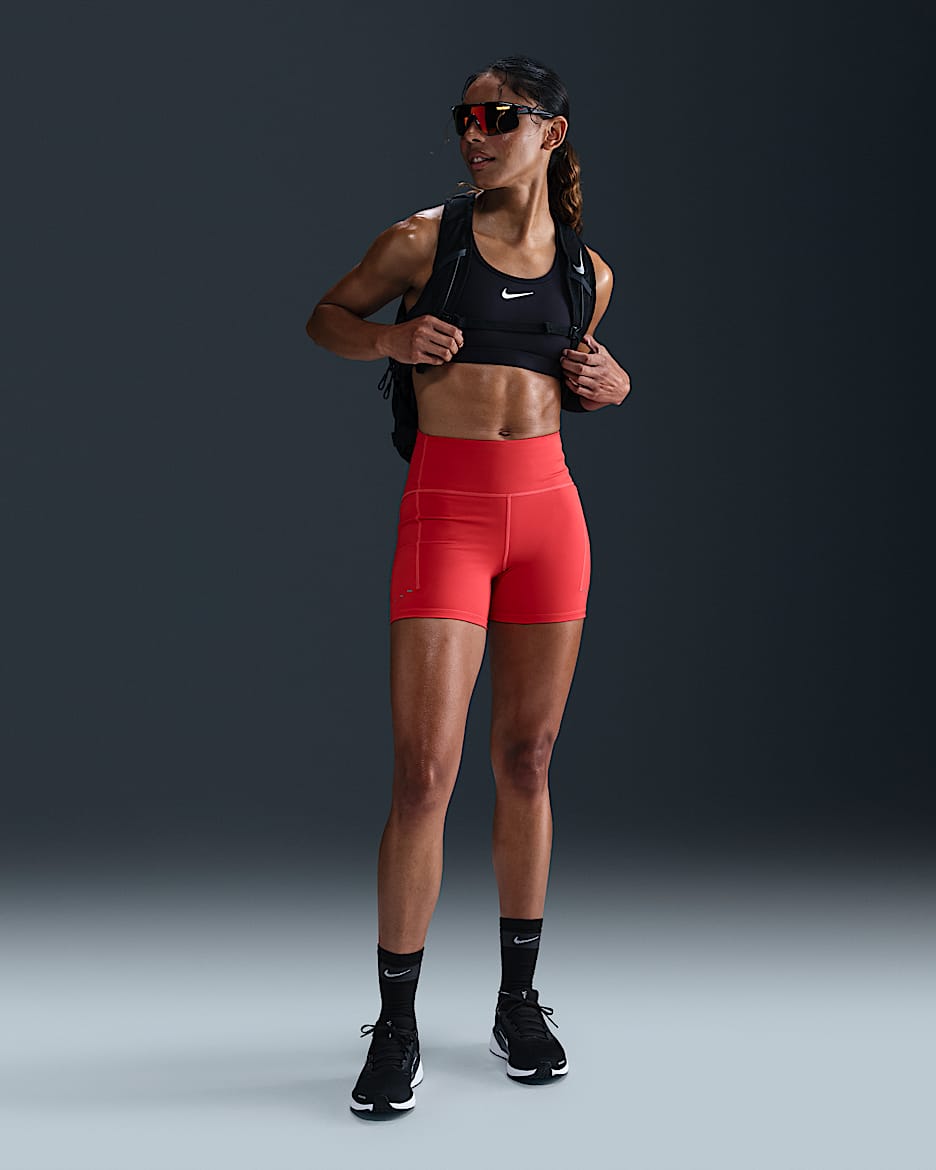 Shorts de correr ajustados de tiro alto de 10 cm con bolsillos para mujer Nike Swift - Carmesí claro