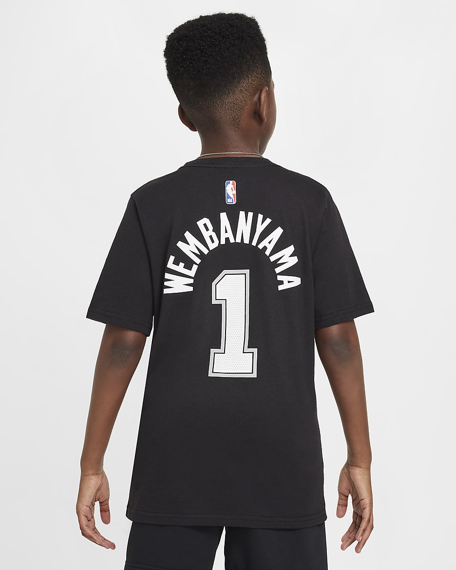 T-shirt Nike NBA Victor Wembanyama San Antonio Spurs Essential pour ado - Noir