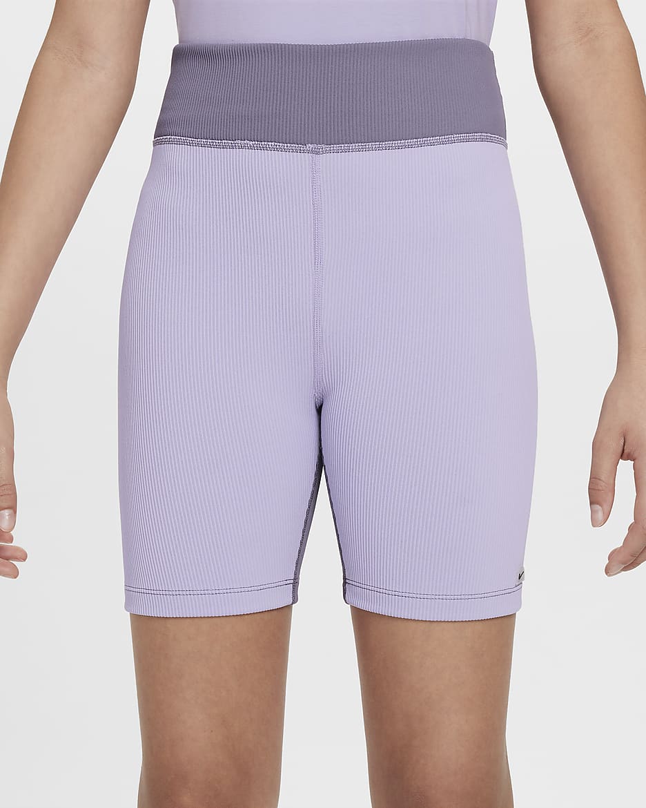 Nike One Dri-FIT sykkelshorts til jente - Hydrangeas/Daybreak