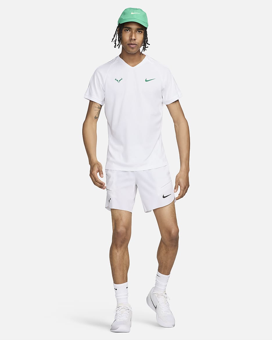 Playera de tenis de manga corta para hombre Dri-FIT ADV Rafa - Blanco/Blanco/Malaquita