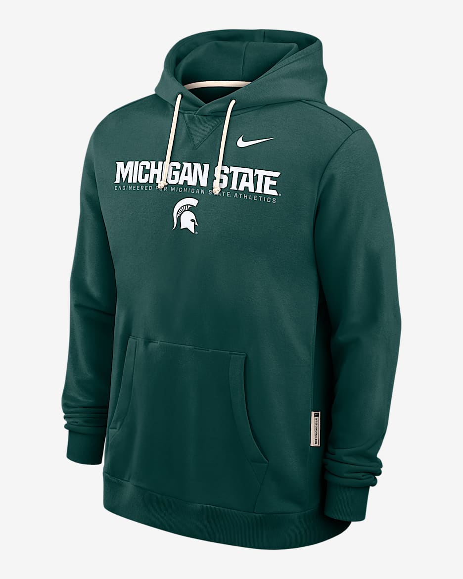 Michigan State Sideline Men's Nike Dri-FIT College Pullover Hoodie - Pro Green