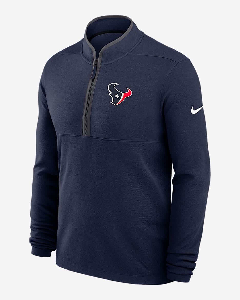 Houston Texans Logo Victory Men's Nike Dri-FIT NFL 1/2-Zip Long-Sleeve Top - Navy
